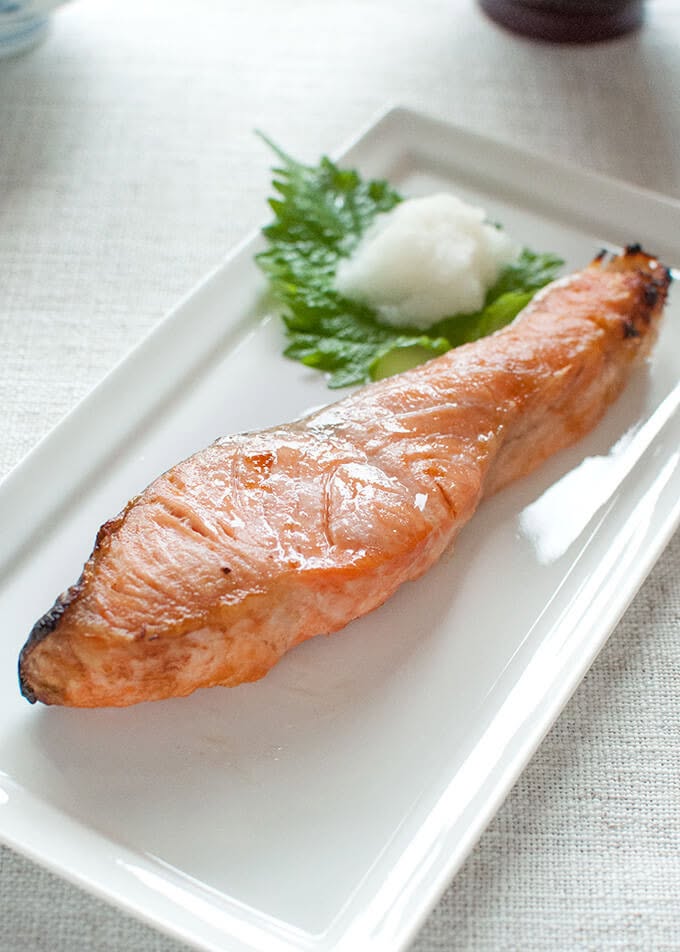 Salmon served at Aozora