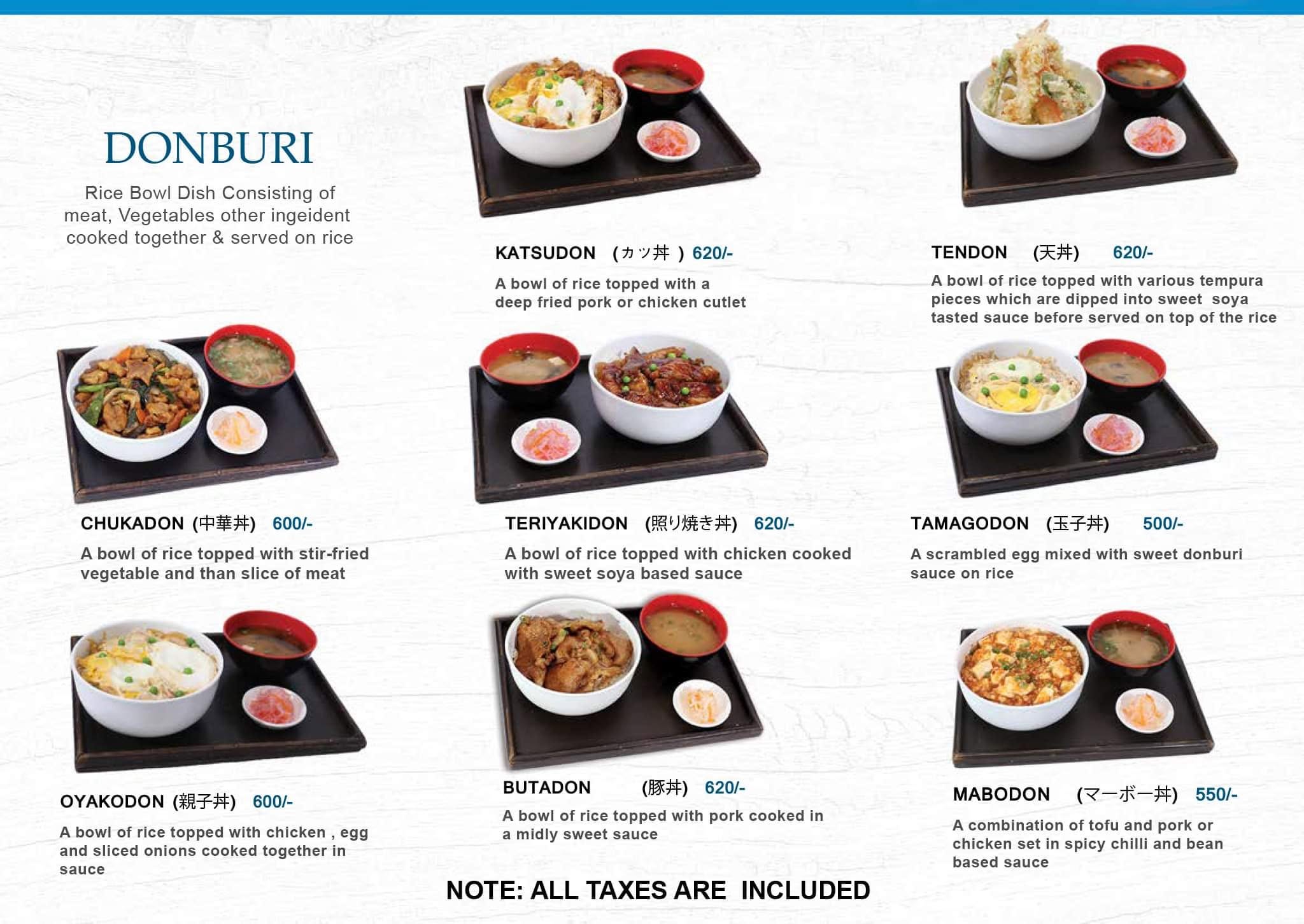 Aozora Japanese Restaurant menu page 4 donburi