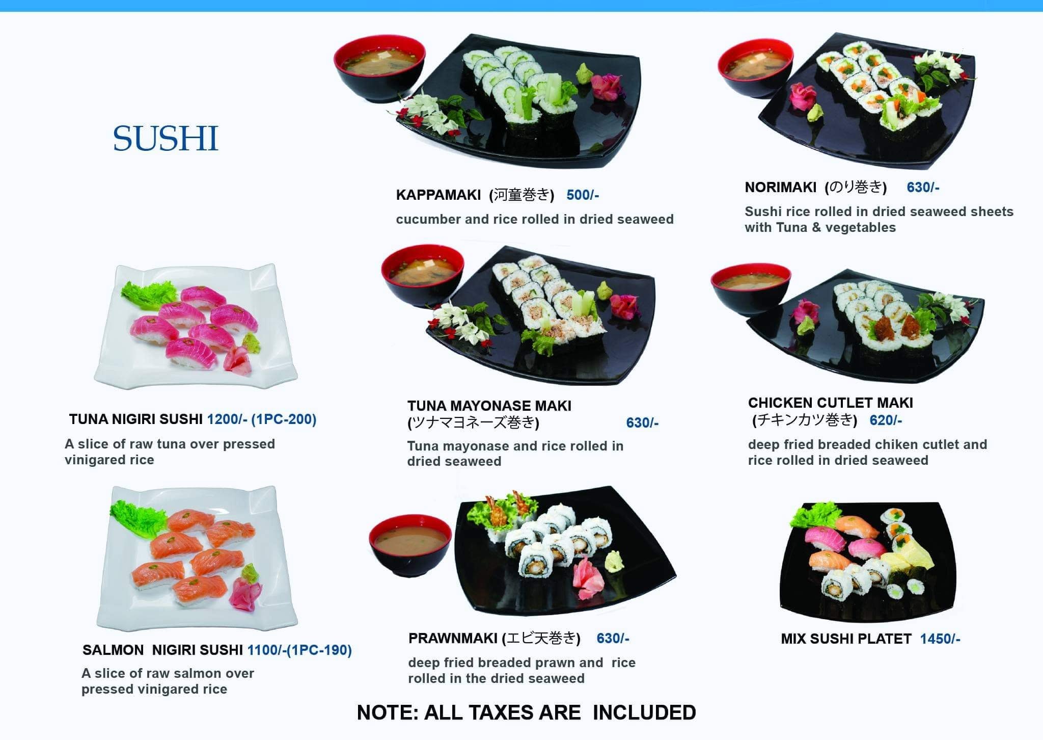 Aozora Japanese Restaurant menu page 5 sushi