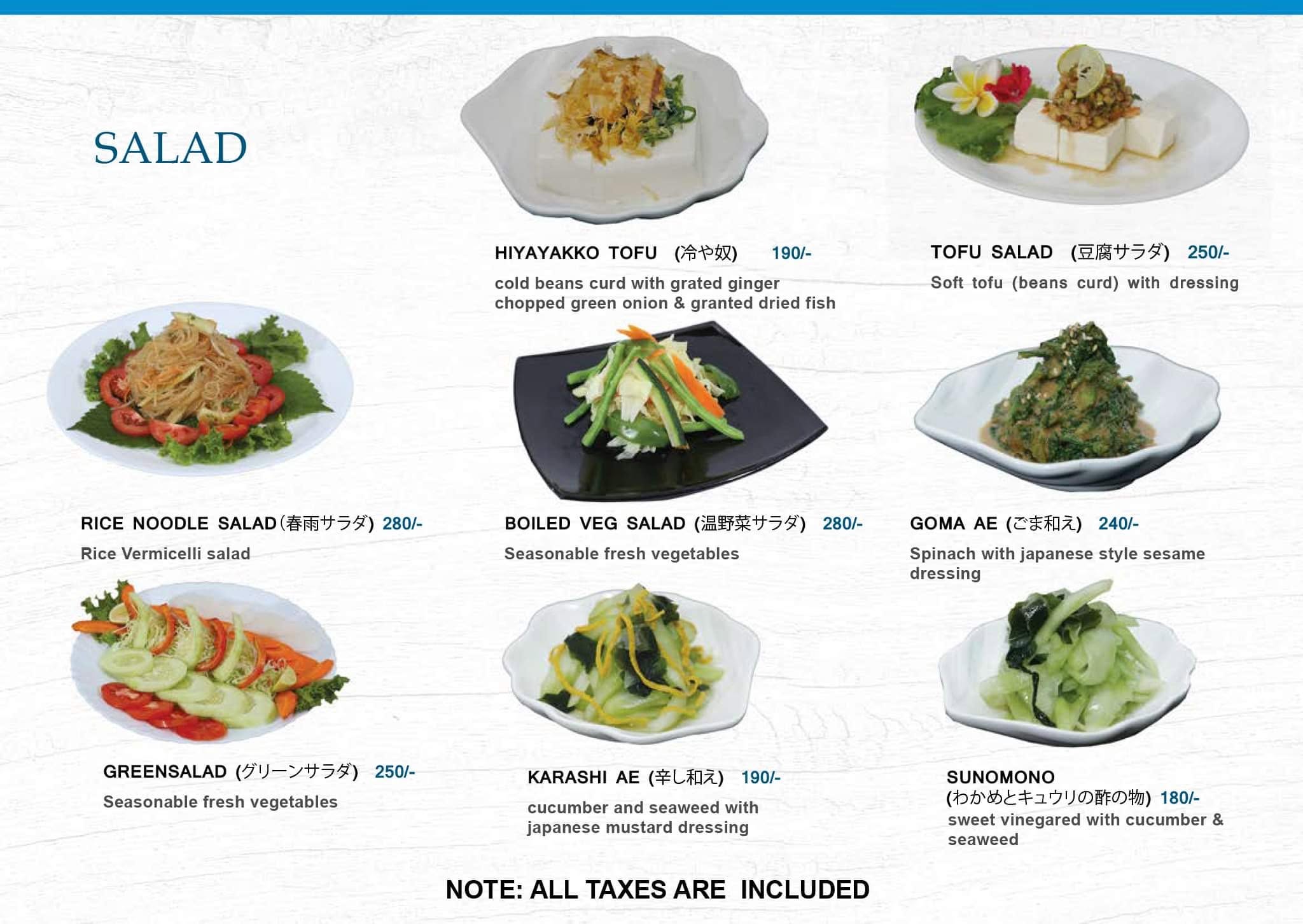 Aozora Japanese Restaurant menu page 9 salad